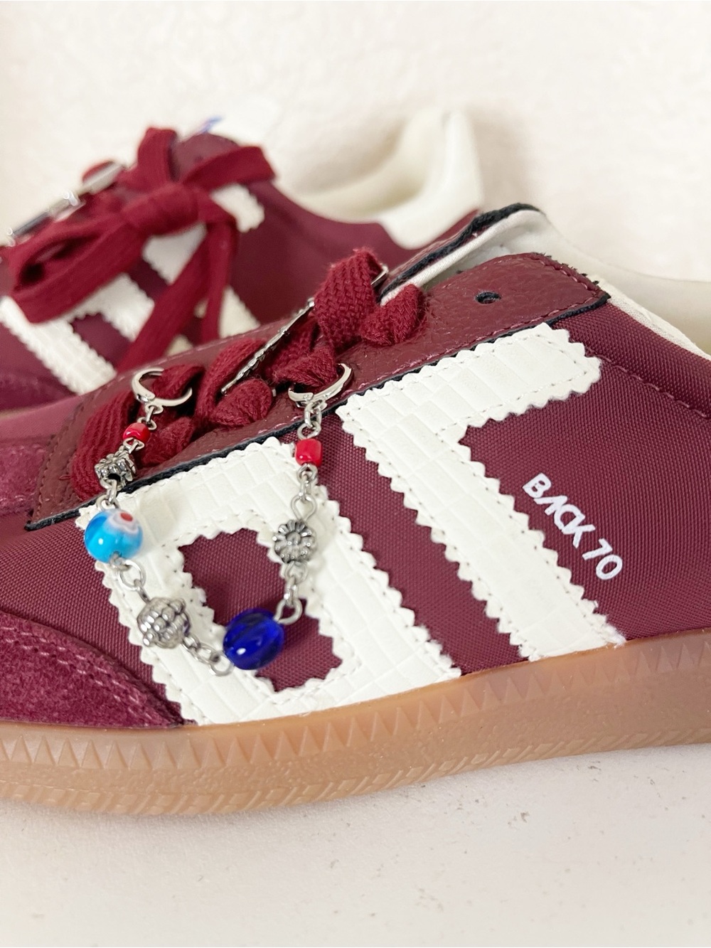 Back 70 Ghost sneaker Burgundy & White Retro Trainer - Picture 12 of 13